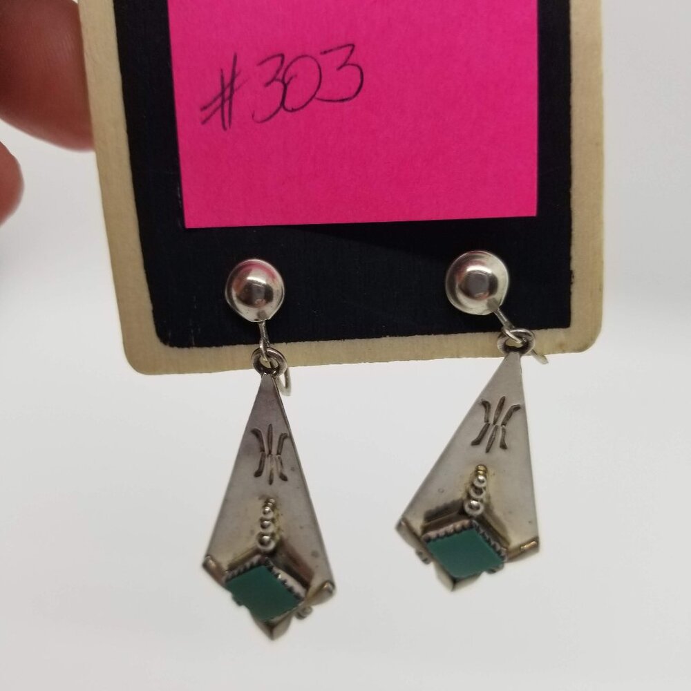Navajo Artist Geneva Apachito Vintage Silver & Turquoise earrings